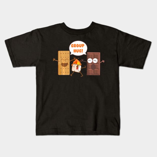 Group Hug Funny Smores Chocolate Marshmallow Camping Kids T-Shirt by franzaled
